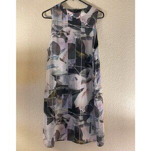 Bar III futuristic geometric pattern sleeveless dress in gray Size XXL